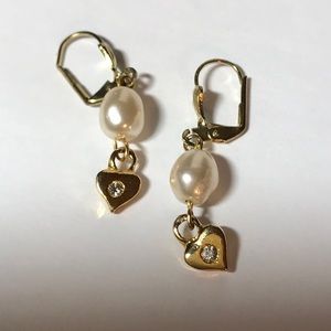 Lever back earrings with faux pearls